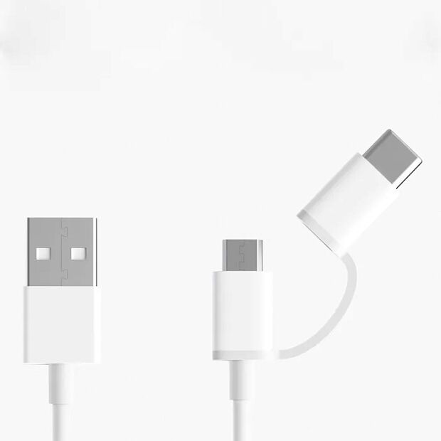 Кабель с переходником Xiaomi USB - Micro USB/Type-C 30 см (White/Белый) - 1