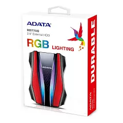 Внешний жесткий диск Portable HDD 2TB ADATA HD770G (Red), USB 3.2 Gen1, IP68, RGB lighting, 139x98x26mm, 270g - Фото