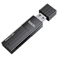 Картридер Hoco HB20 Mindful 2 in 1 USB 3.0/5Gbps, USB-A на microSD, SD (Black) - Фото