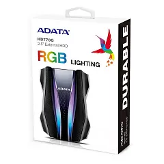 Внешний жесткий диск Portable HDD 2TB ADATA HD770G (Black), USB 3.2 Gen1, IP68, RGB lighting, 139x98x26mm, 270g - Фото