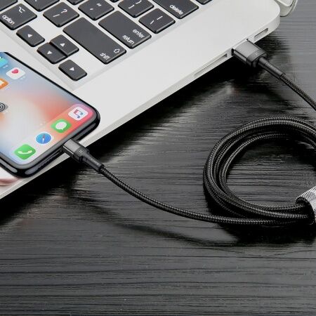 Кабель USB BASEUS Cafule CALKLF-HG1, USB - Lightning, 1.5А, 2 м, серыйчерный, special edition - 4