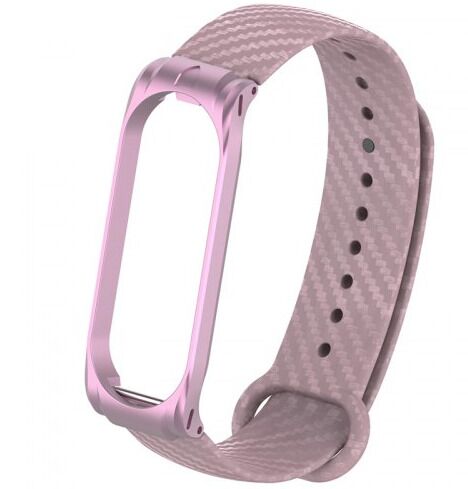 Ремешок силиконовый с металлическим основанием для Xiaomi Mi Band 4 Strap (Pink/Розовый) - 2