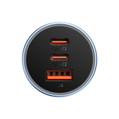 Автомобильное зарядное устройство BASEUS Golden Contactor Pro Triple, USB2USB-C, 7A, 65W, синий - 7