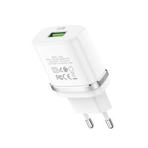 СЗУ HOCO C12Q Smart 1xUSB, 3А, 18W, QC3.0, LED  USB кабель MicroUSB, 1м (белый) - 4