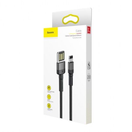 Кабель USB BASEUS Cafule CALKLF-HG1, USB - Lightning, 1.5А, 2 м, серыйчерный, special edition - 3