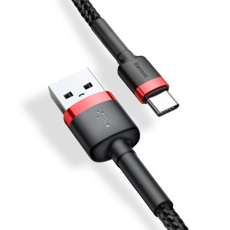 Кабель USB BASEUS Cafule, USB - Type-C, 2А, 3 м, красно-черный - 3