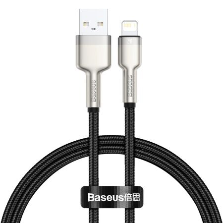 Кабель USB BASEUS Cafule Series Metal, USB - Lightning, 2.4А, 0.25 м, черный - 1