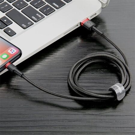 Кабель USB BASEUS Cafule, USB - Lightning, 2А, 3 м, красно-черный - 3