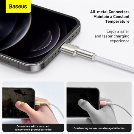 Кабель USB BASEUS Cafule, USB - Lightning, 2.4А, 1 м, белый - 5