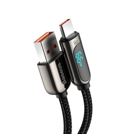 Кабель USB BASEUS Display Fast Charging, USB - Type-C, 66W, 1 м, черный - 4
