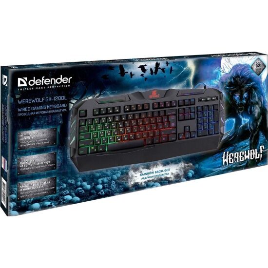 45120 Клавиатура игровая DEFENDER Werewolf GK-120DL RU, RGB подсветка, 19 Anti-Ghost, USB - 2