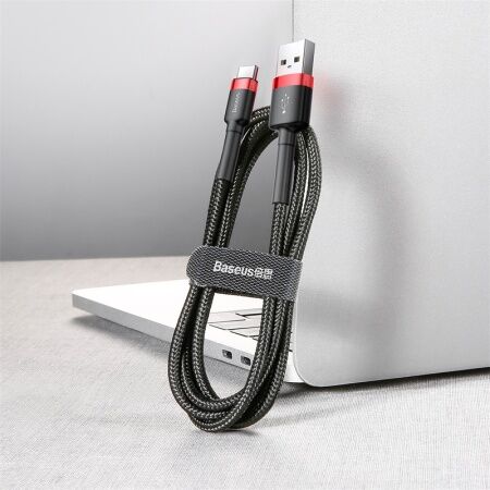 Кабель USB BASEUS Cafule, USB - Type-C, 2А, 3 м, красно-черный - 6