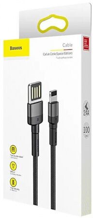 Кабель USB BASEUS Cafule, USB - Lightning, 2.4А, 1 м, серыйчерный, special edition - 3