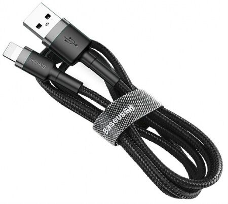Кабель USB BASEUS Cafule, USB - Lightning, 2.4А, 0.5 м, серыйчерный - 7