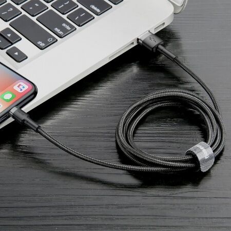 Кабель USB BASEUS Cafule, USB - Lightning, 2.4А, 0.5 м, серыйчерный - 5