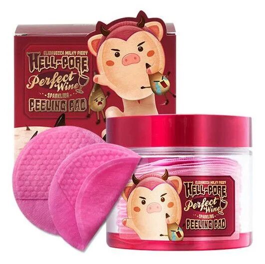 Elizavecca Milky Piggy Hell-Pore Perfect Wine Sparkling Peeling Pad Очищающие винные пилинг-пэды - 3