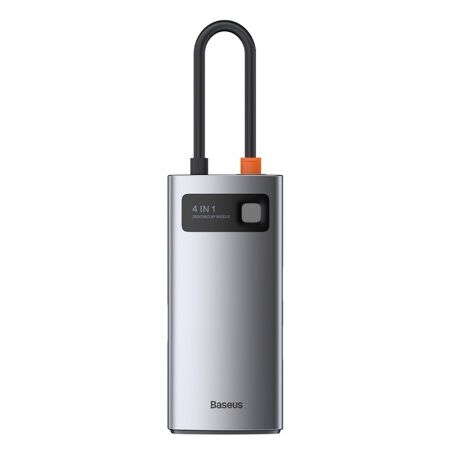 Переходник BASEUS Metal Gleam Series 4-in-1, Разветвитель, Type-C - USB3.0  USB2.0  HDMI  PD, сер - 3