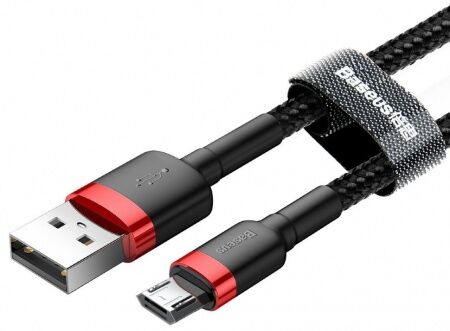 Кабель USB BASEUS Cafule, USB - MicroUSB, 2.4А, 1 м, красныйчерный - 3