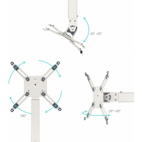 Кронштейн ONKRON K5A WHITE потолочный для проектора макс 297х297, вылет от потолка 375-610мм, наклон -12/12 поворот: 100 Макс нагру - 4