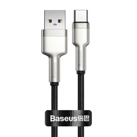 Кабель USB BASEUS Cafule Series Metal, USB - Type-C, 6A, 66W, 0.25 м, черный - 1