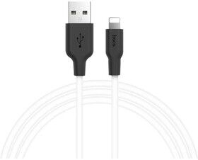 USB кабель HOCO X21 Plus Silicone lightning 8-pin, 2.4А, 2м, силикон (белый/черный) - 2