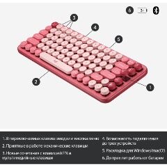 920-010718 Клавиатура беспроводная Logitech POP KEYS, Heartbreaker Rose - 2