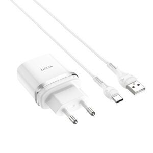 СЗУ HOCO C12Q Smart 1xUSB, 3А, 18W, QC3.0, LED  USB кабель Type-C, 1м (белый) - 5