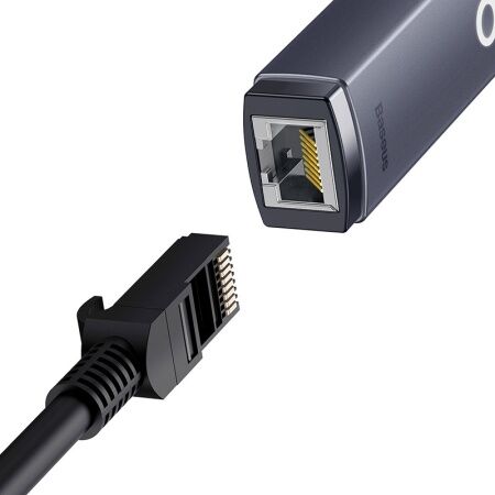 Переходник/Адаптер BASEUS Lite Series Ethernet Adapter (Aluminum Alloy), Type-C - RJ45 (100Mbps), серый - 3