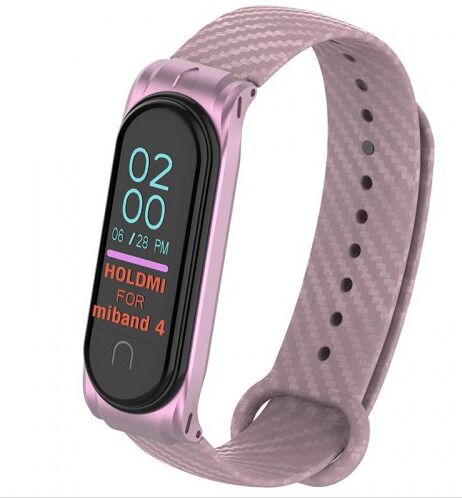 Ремешок силиконовый с металлическим основанием для Xiaomi Mi Band 4 Strap (Pink/Розовый) - 3