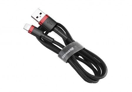 Кабель USB BASEUS Cafule, USB - Lightning, 2.4А, 0.5 м, красныйчерный - 8