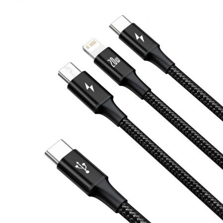 Кабель USB BASEUS Rapid 3-in-1, USB - MicroUSBType-CLightning, 3.5A, 1.5 м, черный - 2