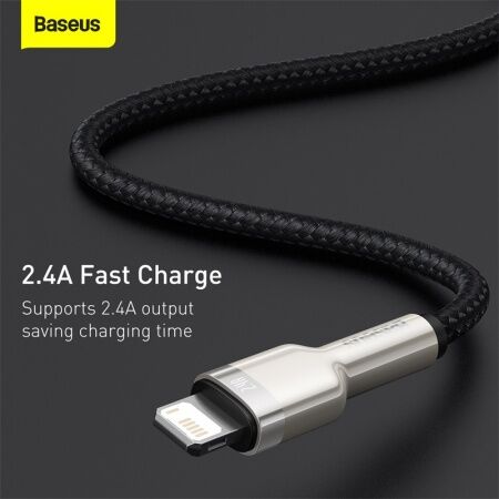 Кабель USB BASEUS Cafule, USB - Lightning, 2.4А, 2 м, черный - 3