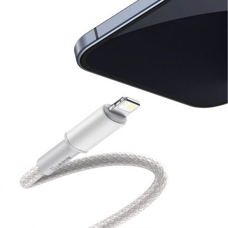 Кабель USB-C BASEUS High Density Braided, Type-C - Lightning, 20W, 1 м, белый - 7