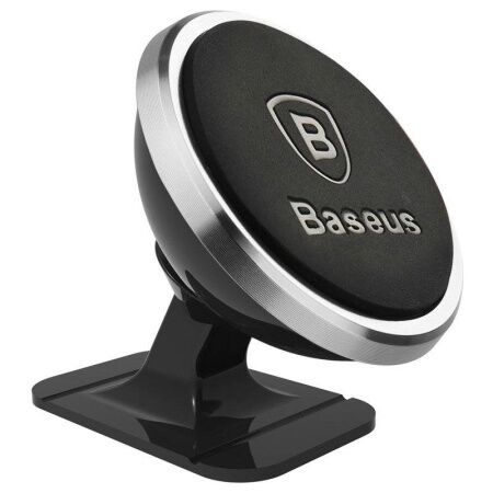 Автомобильный держатель BASEUS 360 Adjustable Magnetic, магнитный, серебряный, на клею - 2