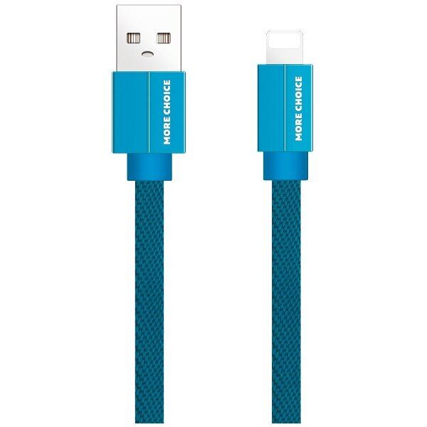 Дата-кабель USB 2.1A для Lightning 8-pin плоский More choice K20i нейлон 1м синий - 1