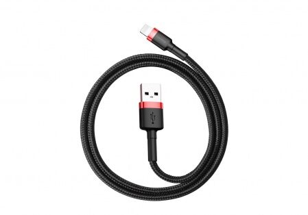 Кабель USB BASEUS Cafule, USB - Lightning, 2.4А, 0.5 м, красныйчерный - 1