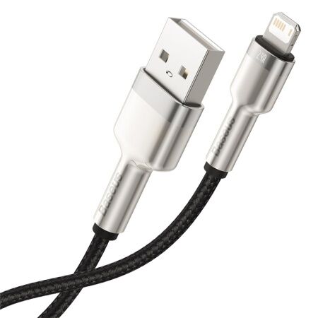 Кабель USB BASEUS Cafule Series Metal, USB - Lightning, 2.4А, 0.25 м, черный - 5