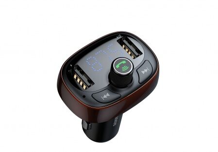 Автомобильное зарядное устройство BASEUS T typed S-09, 2USB, 3.4A, серый, дисплей  Bluetooth, FM - 6