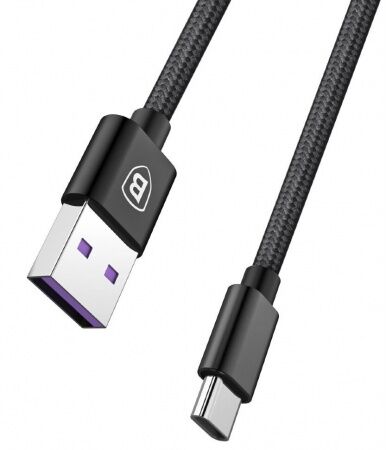 Кабель USB BASEUS Speed, USB - Type-C, 5А, черный, для HUAWEI - 2