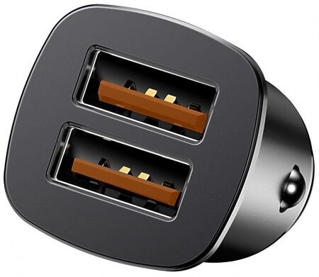 Автомобильное зарядное устройство BASEUS Square metal, 2USB, 5A, 30 Вт, черный, быстрая зарядка - 3