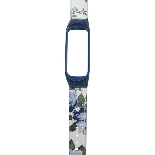 Ремешок кожаный для Xiaomi Mi Band 4 Leather Strap Flower Design (Blue/Синий) - 3