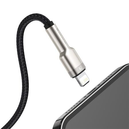 Кабель USB BASEUS Cafule Series Metal, USB - Lightning, 2.4А, 0.25 м, черный - 4
