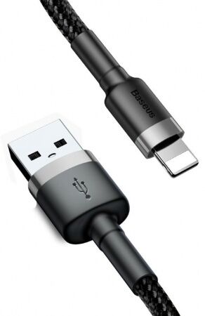 Кабель USB BASEUS Cafule, USB - Lightning, 2.4А, 0.5 м, серыйчерный - 6