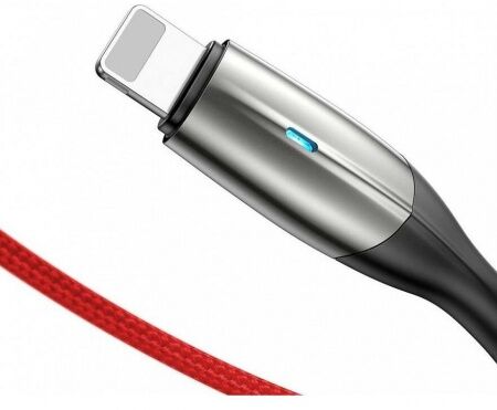Кабель USB BASEUS Horizontal, USB - Lightning, 2.4А, 1 м, красный, с индикатором - 2