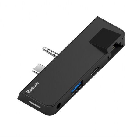 Переходник BASEUS Multifunctional HUB for Surface Pro, Разветвитель, Type-CJack 3.5 - RJ45USB3.0T - 5