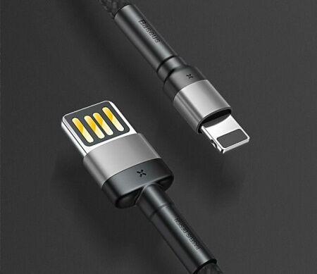 Кабель USB BASEUS Cafule, USB - Lightning, 2.4А, 1 м, серыйчерный, special edition - 2