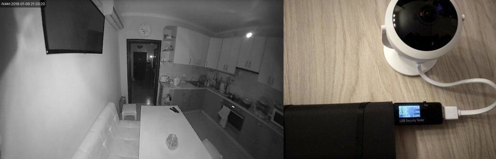 Пример изображения с камеры Хiaomi Aqara smart camera, ночная кухня