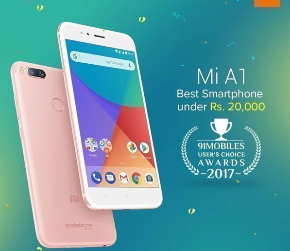 Первое место Xiaomi Mi A1 в номинации "Лучший смартфон до 2000 юаней"