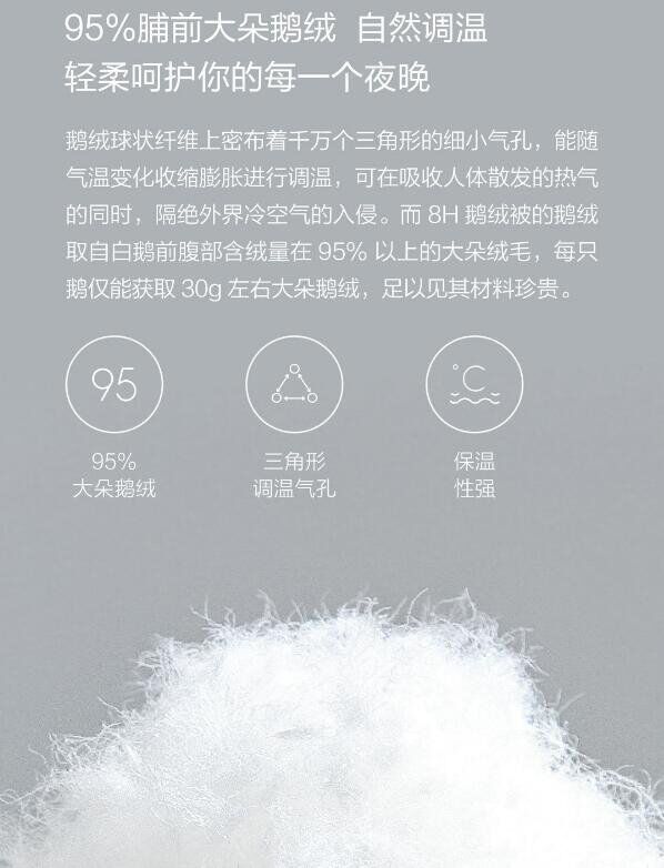 В основе одеяла Xiaomi - натуральный гусиный пух