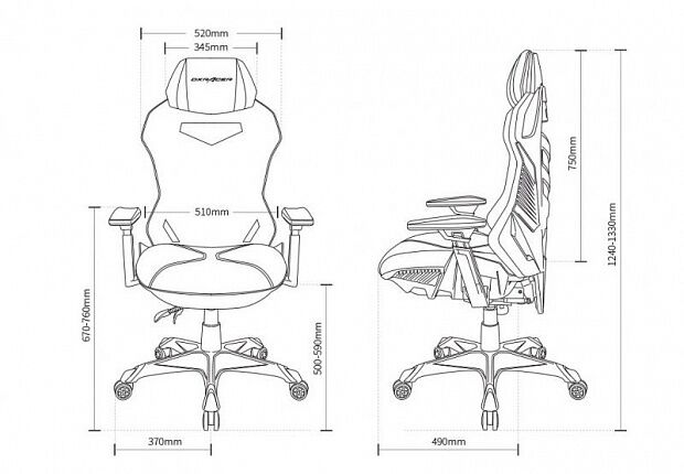 Игровое кресло DXRACER Jackal E-sports Net Chair (Black/Черный) - 4
